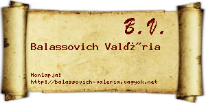 Balassovich Valéria névjegykártya